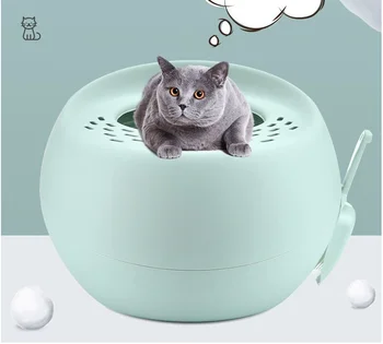 New round top type cat litter box fully enclosed basin Large splash proof cat toilet pet supplies cat bed house cat's nest 
New round top type cat litter box fully enclosed basin Large splash proof cat toilet pet supplies cat bed house cat's nest