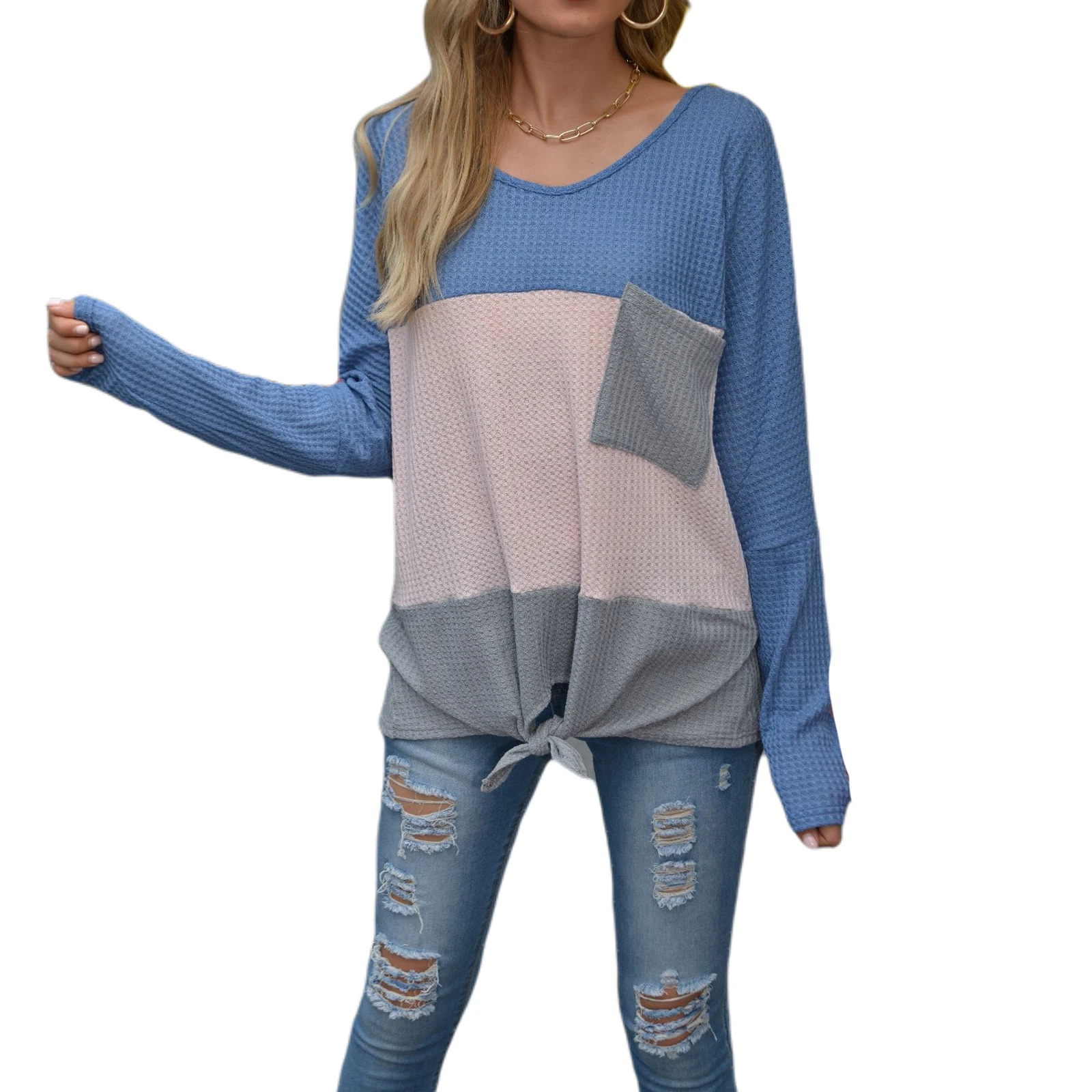Women's Fall T-Shirt Striped Top Patchwork Elastic Party Clothes Round Neck Loose Warm Front Pocket Pullover
Women's Fall T-Shirt Striped Top Patchwork Elastic Party Clothes Round Neck Loose Warm Front Pocket Pullover