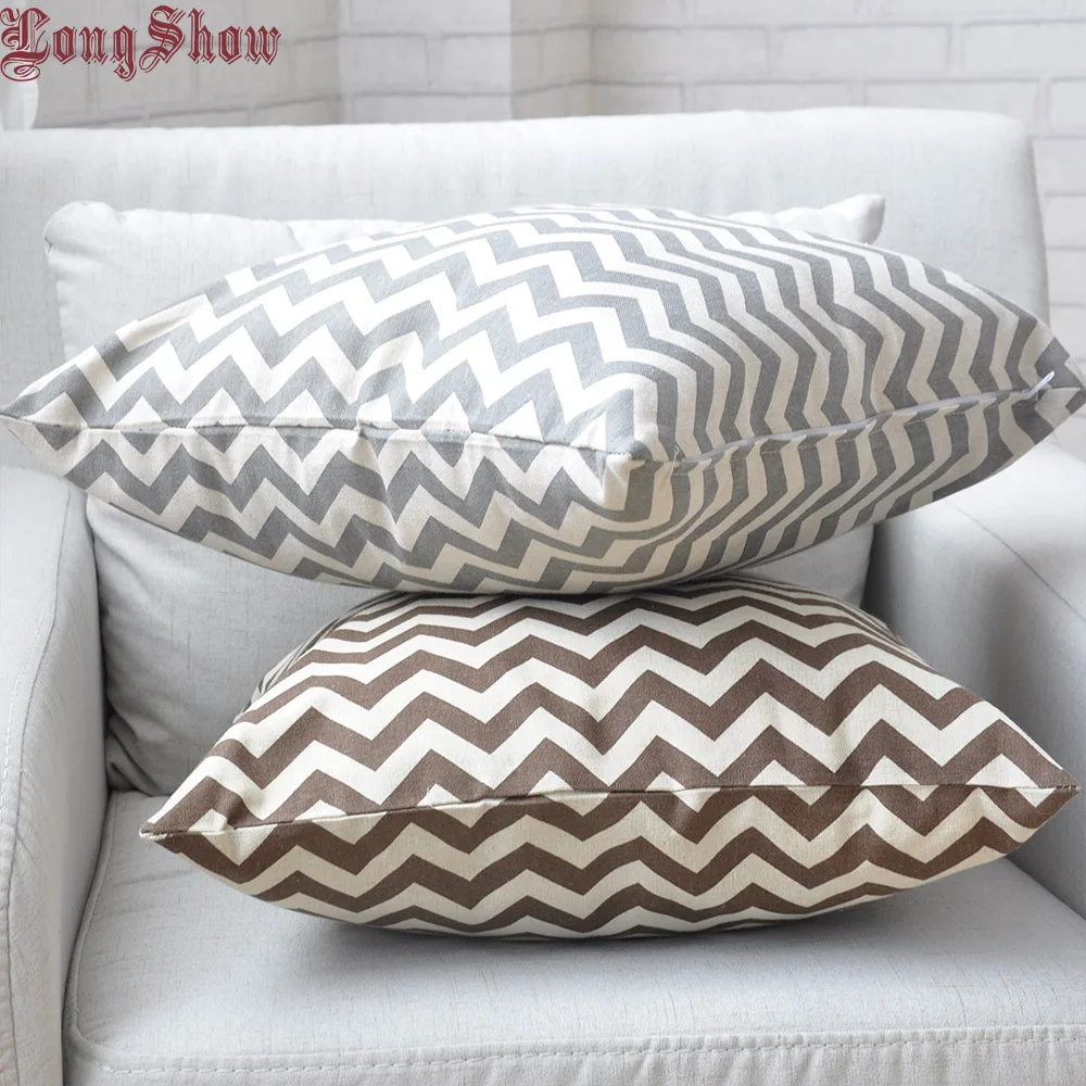 LongShow 45x45cm Home Decorative Cute Coffee/Grey Waves Cotton Cloth Pillow Case 
LongShow 45x45cm Home Decorative Cute Coffee/Grey Waves Cotton Cloth Pillow Case
