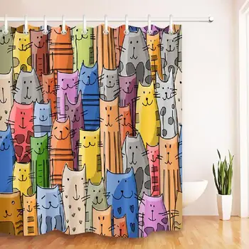Colorful Cat Printed Bath Waterproof Curtain 3D Polyester Fabric Shower Curtain with 12 Hooks for Mildewproof Bathroom Decor
Colorful Cat Printed Bath Waterproof Curtain 3D Polyester Fabric Shower Curtain with 12 Hooks for Mildewproof Bathroom Decor