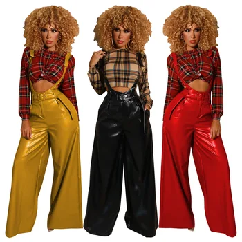 Women PU Leather Sexy Wide Legs Pants Women Overalls Autumn High Waist Loose Long Pants Jumpsuit Trousers F162
Women PU Leather Sexy Wide Legs Pants Women Overalls Autumn High Waist Loose Long Pants Jumpsuit Trousers F162