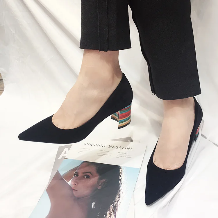 March Women's High Heels 2019 New Style Europe And America Early Spring Pointed Toe Chunky Heel Rainbow Fashion WOMEN'S Shoes-
March Women's High Heels 2019 New Style Europe And America Early Spring Pointed Toe Chunky Heel Rainbow Fashion WOMEN'S Shoes-