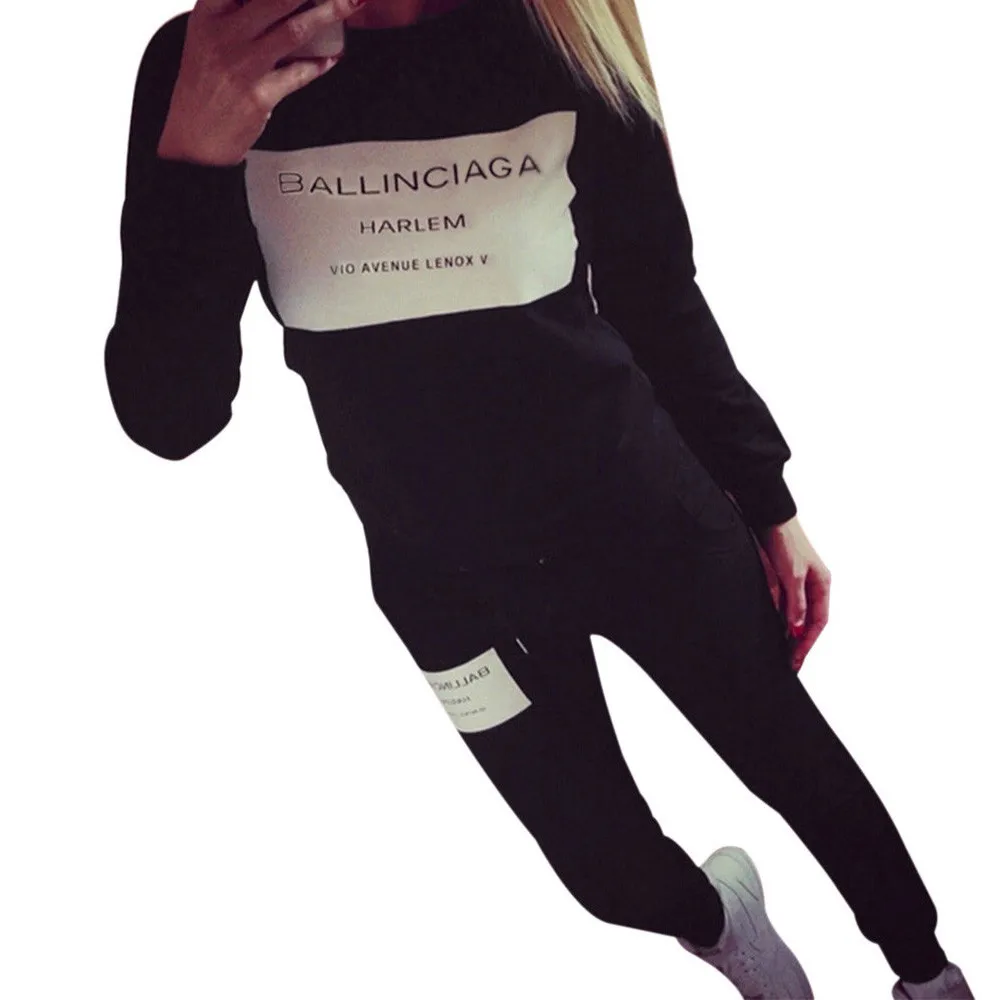 Women Set Casual Prints Letters Sportswear Two Pieces Set high quality Tops + Long Pants womens tops and blouses aug 26
Women Set Casual Prints Letters Sportswear Two Pieces Set high quality Tops + Long Pants womens tops and blouses aug 26