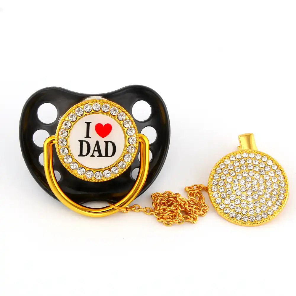 glam crystal black bling pacifier silk shimmer pacifier clip set