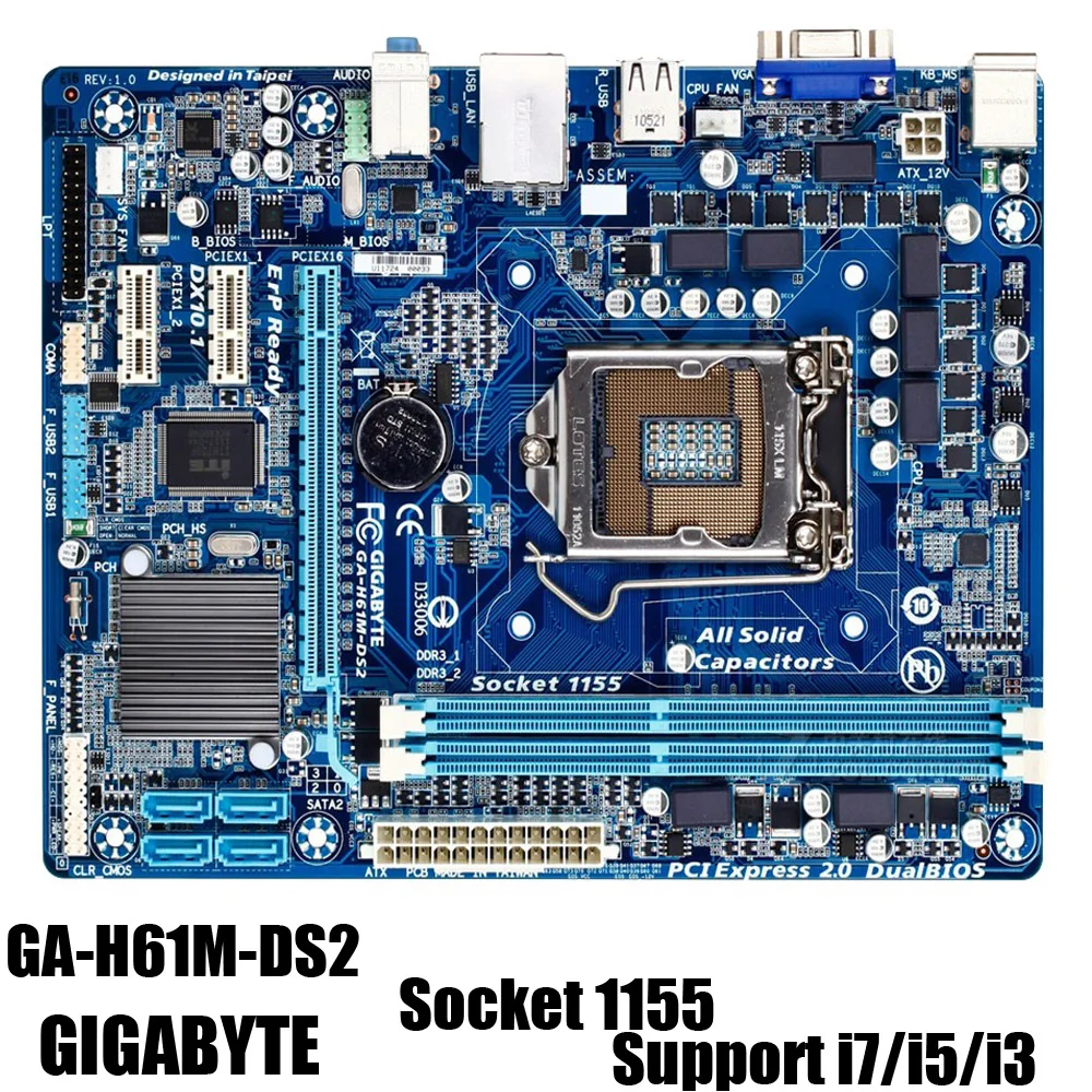 GIGABYTE GA-H61M-DS2 Desktop Motherboard H61 Socket LGA 1155 i3 i5 i7 DDR3 16G uATX UEFI BIOS Original H61M-DS2 Used Mainboard
GIGABYTE GA-H61M-DS2 Desktop Motherboard H61 Socket LGA 1155 i3 i5 i7 DDR3 16G uATX UEFI BIOS Original H61M-DS2 Used Mainboard
