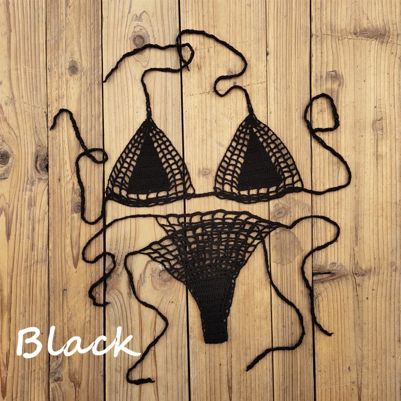 Handmade Crochet Bikini Set - Sexy Micro-Swimsuit  Beach Sundress
