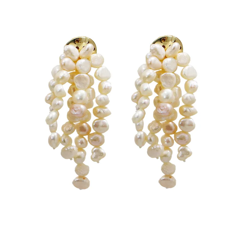 

Tassel Earrings Natural Small Baroque Pearl Long Earrings White/Colored Pearls Handmade Vintage Gold Earrings Women's Earrings
