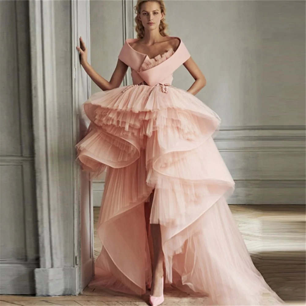 Платье принцессы Hi-Lo для выпускного вечера многослойное вечернее платье с