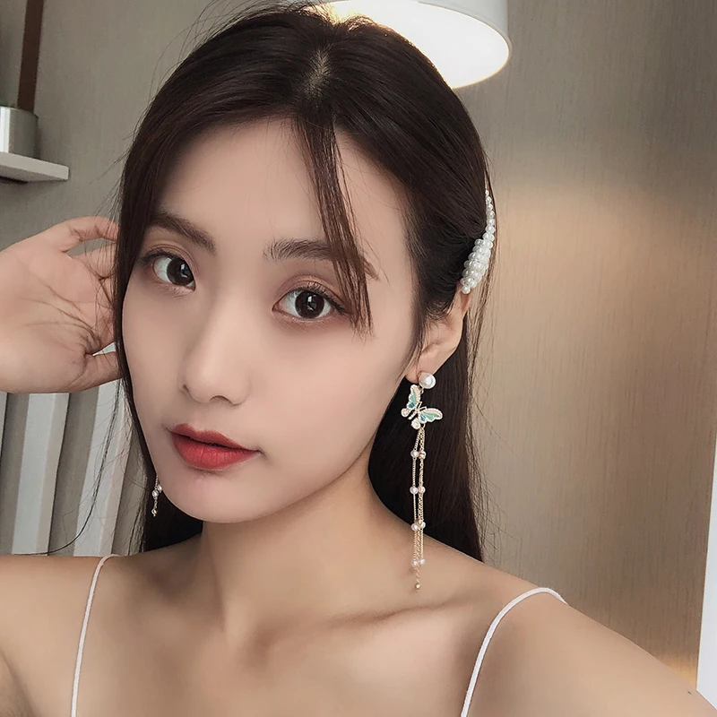 S925 needle Fashion Jewelry Dangle Earrings White Simulated Pearl Green Butterfly Chain Dangle Drop Earrings For Girl Gifts
S925 needle Fashion Jewelry Dangle Earrings White Simulated Pearl Green Butterfly Chain Dangle Drop Earrings For Girl Gifts