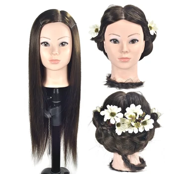

Training Head with 65cm hair Practice Cosmetology Hair Doll Styling Hairdressing Mannequin Head with desk holder