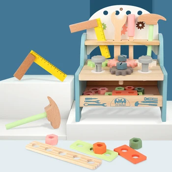 Children Simulation Wooden Tool Bench Large Toolbox Screw Nut Combination Disassembly Tool Table Boy Maintenance Toy 36MTHS+
Children Simulation Wooden Tool Bench Large Toolbox Screw Nut Combination Disassembly Tool Table Boy Maintenance Toy 36MTHS+