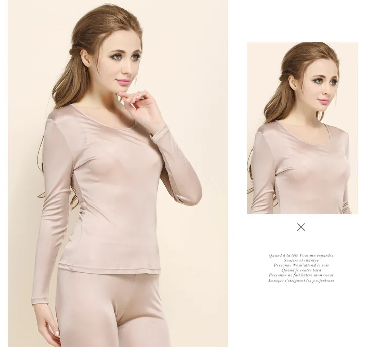 Women Sleepwear, Real Silk Women's Warm Clothing, Thermal Underwear, Female Suits