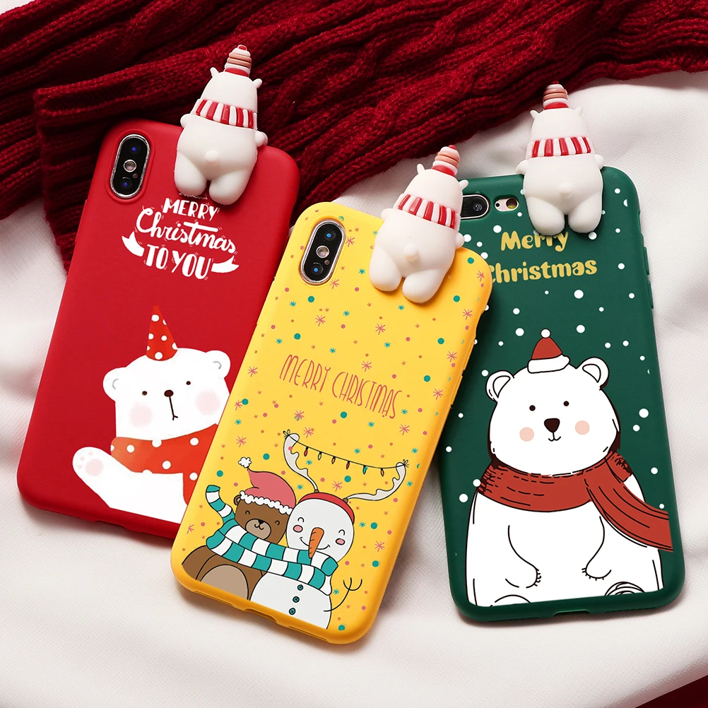 3D Рождественский чехол Санта Клауса для iPhone 12 mini 11 Pro Max X 7 Plus 8 6 6s Fundas XS XR 5 5S SE 2020 TPU