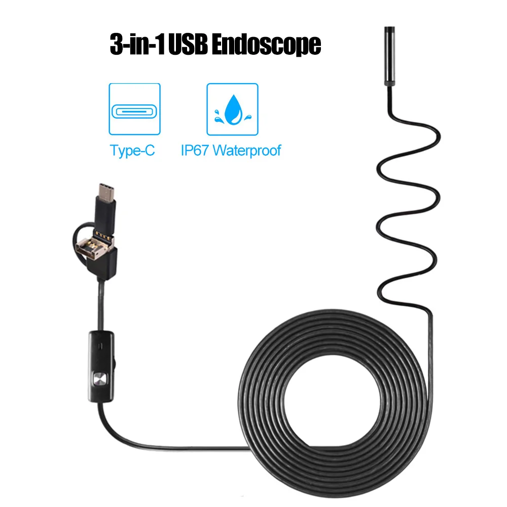 Industrial Endoscope Borescope Camera Built-in 6 LEDs IP67 Waterproof USB Type-C Endoscope for Android Smartphones/PC 3-in-1
Industrial Endoscope Borescope Camera Built-in 6 LEDs IP67 Waterproof USB Type-C Endoscope for Android Smartphones/PC 3-in-1