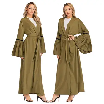 Dubai Women Flare Sleeve Maxi Dress Islamic Abaya Kaftan Open Cardigan Kimono Arab Pleated With Belt Party Cocktail Robe Gown
Dubai Women Flare Sleeve Maxi Dress Islamic Abaya Kaftan Open Cardigan Kimono Arab Pleated With Belt Party Cocktail Robe Gown