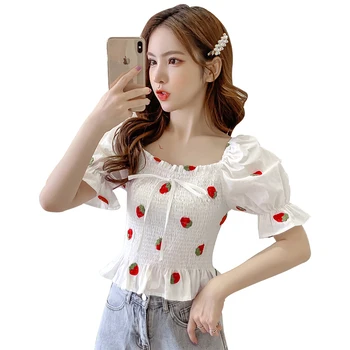 COIGARSAM Short Sleeve blouse women Summer Embroidery Loose blusas womens tops and blouses Red Strawberries 3072
COIGARSAM Short Sleeve blouse women Summer Embroidery Loose blusas womens tops and blouses Red Strawberries 3072