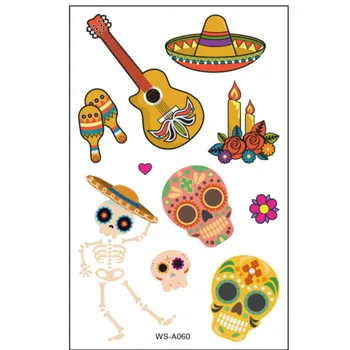 Face Tattoo Mexican Day of the Dead Tattoo Sticker Death Day Children Tattoo Sticker Face Arm Skeleton Guitar Temporary Tattoo Spirit's Eve Body Tattoo Waterproof tatuajes 300pcs Free DHL 
Face Tattoo Mexican Day of the Dead Tattoo Sticker Death Day Children Tattoo Sticker Face Arm Skeleton Guitar Temporary Tattoo Spirit's Eve Body Tattoo Waterproof tatuajes 300pcs Free DHL
