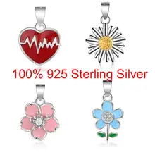 100% plata de ley sol flor ritmo cardíaco encantos flor pequeño encanto colgante para mujeres collares regalo al por mayor(China)
