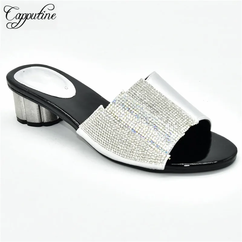 Hot Sale Silver African Women's Medium Heel Slipper Shoes With Rhinestones 88-3 Heel Height 5CM
Hot Sale Silver African Women's Medium Heel Slipper Shoes With Rhinestones 88-3 Heel Height 5CM
