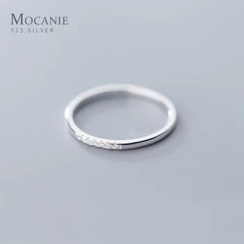 

Mocanie Hight Quality 925 Sterling Silver Shining Zircon Minimalist Finger Ring for Women Stackable Slim Ring Fine Jewelry Gift
