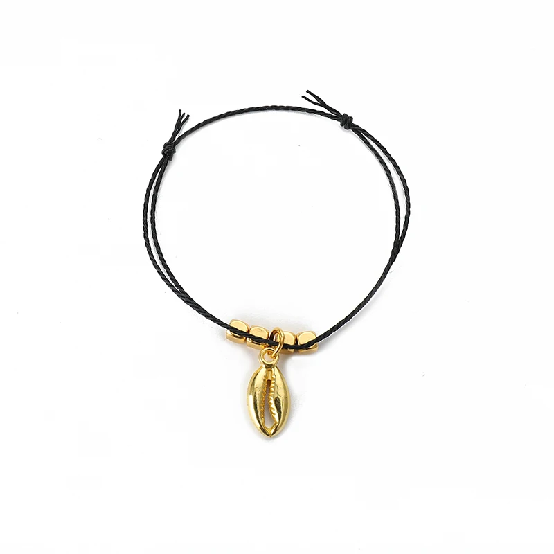Фото Gold Shell Pendant Charm Bracelet For Women Men Adjustable Multicolor Rope Braided Handamde Jewelry | Украшения и аксессуары