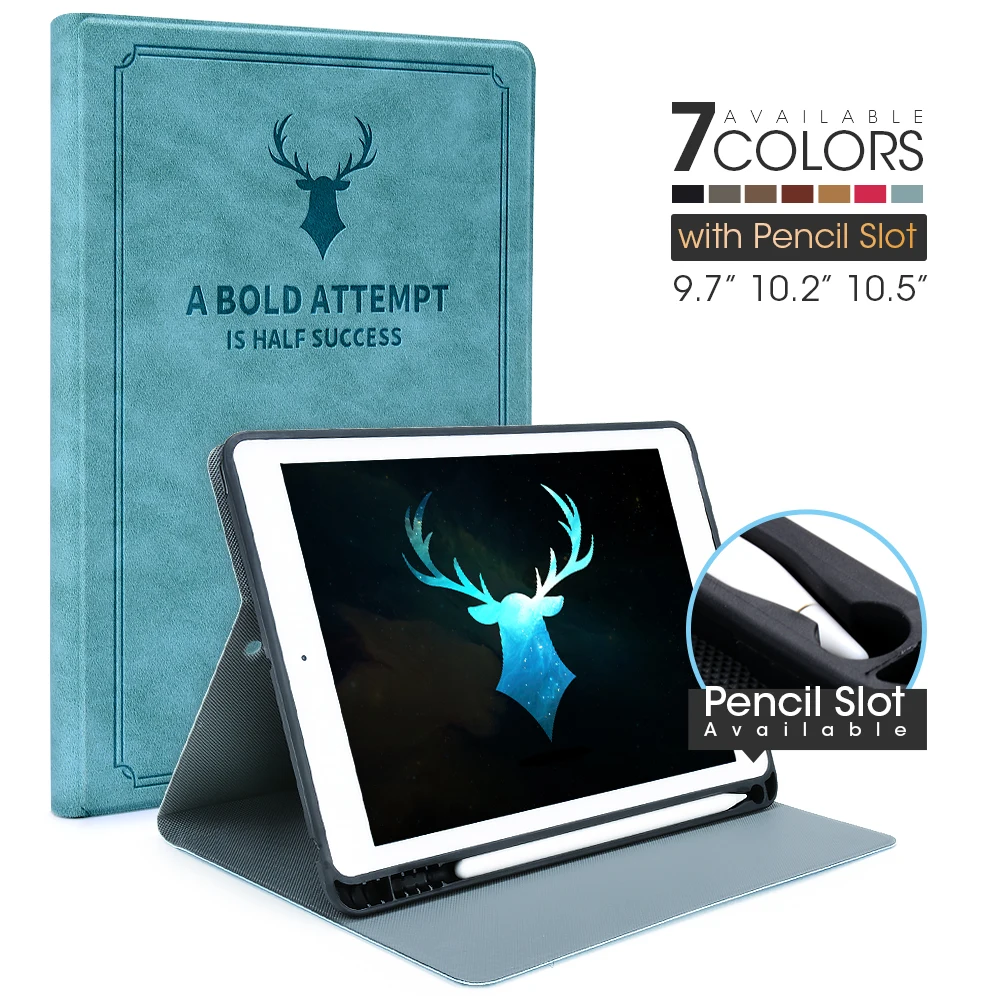 Чехол для iPad со слотом стилуса Air1/Air2/9 7/10 2/Pro10.5/Pro11 кожаный чехол с магнитной