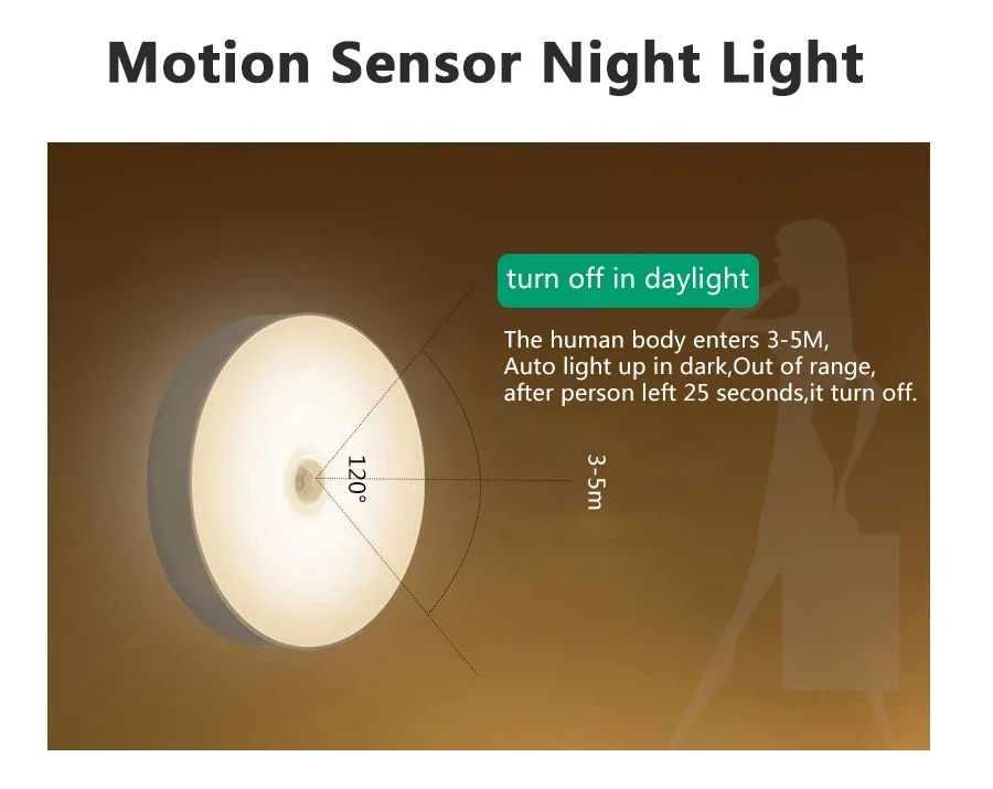 1/5Pcs 6 LEDs PIR Motion Sensor Night Light Auto On/Off for Bedroom Stairs Cabinet Wardrobe Wireless USB Rechargeable Wall Lamp