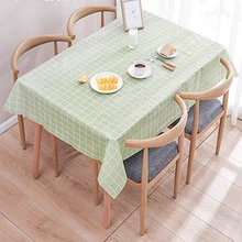 Waterproof Tablecloth Round Plastic PVC Plaid Home 137--180cm Simple