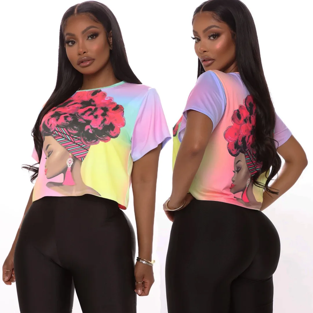 2020 Summer Women T-shirt European And American Hot Style Model Sexy Digital Printing Colorful Fashion Tops
2020 Summer Women T-shirt European And American Hot Style Model Sexy Digital Printing Colorful Fashion Tops