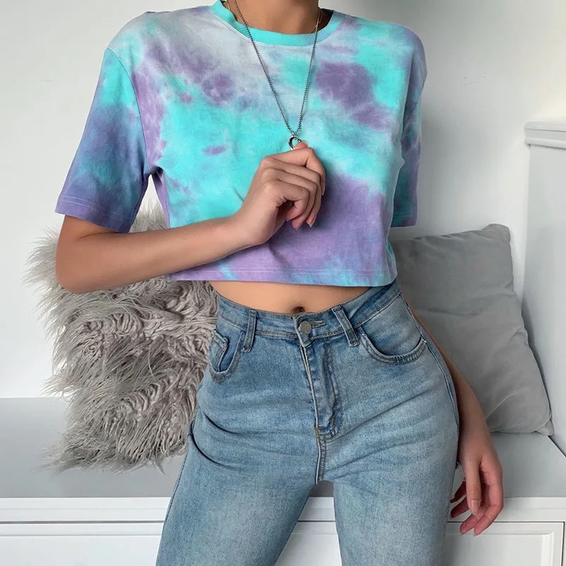 Colorful Tie Dye Crop Top for Wome Round Neck Short Sleeve Ins Popular Pullover Short Tees Tops Loose Causal Summer Streetwear
Colorful Tie Dye Crop Top for Wome Round Neck Short Sleeve Ins Popular Pullover Short Tees Tops Loose Causal Summer Streetwear