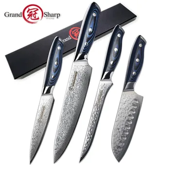 Grandsharp 4 Pcs Damascus Knife Set 67 Layers vg10 Japanese Damascus Steel Chef Santoku Boning Utility Damascus Kitchen Knives
Grandsharp 4 Pcs Damascus Knife Set 67 Layers vg10 Japanese Damascus Steel Chef Santoku Boning Utility Damascus Kitchen Knives