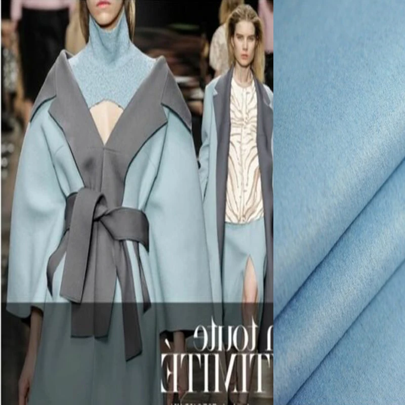 Cashmere Wool Material Design Fabric Double-Side Cashmere Wool for Overcoat Pants Scarf Winter Clothing Blue/Grey 
Cashmere Wool Material Design Fabric Double-Side Cashmere Wool for Overcoat Pants Scarf Winter Clothing Blue/Grey