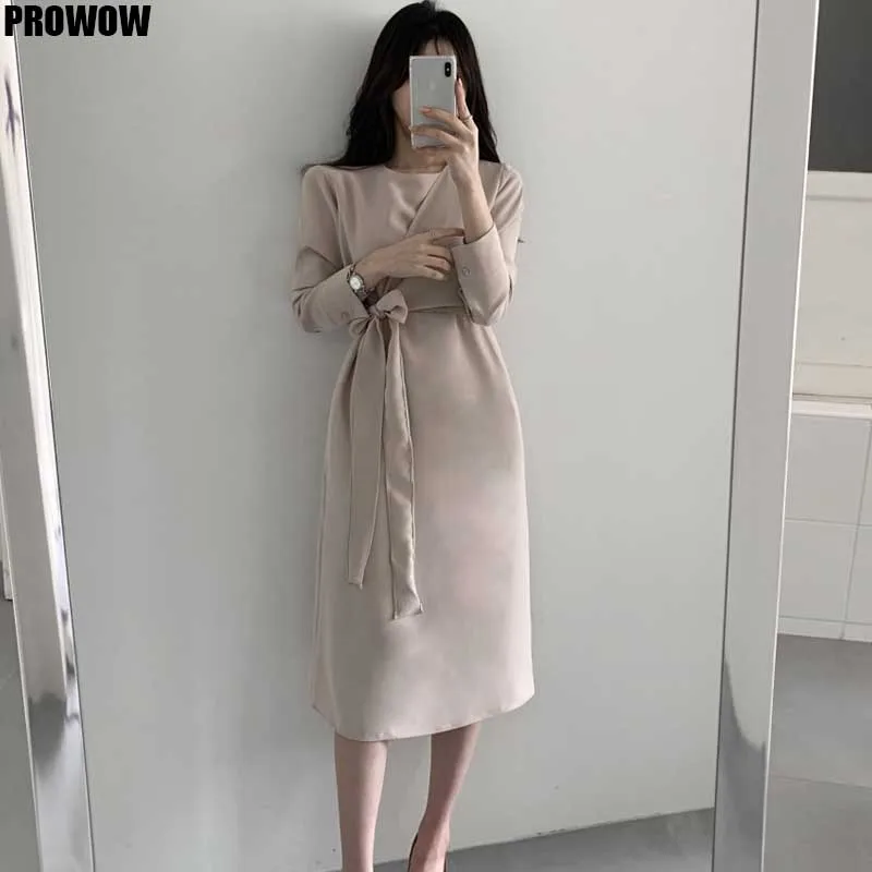 2020 Elegant One-Piece Women Long Sleeve Dress Spring Autumn Fashion Korean Vintage Bandage Waist Dress Ladies Office Dresses
2020 Elegant One-Piece Women Long Sleeve Dress Spring Autumn Fashion Korean Vintage Bandage Waist Dress Ladies Office Dresses