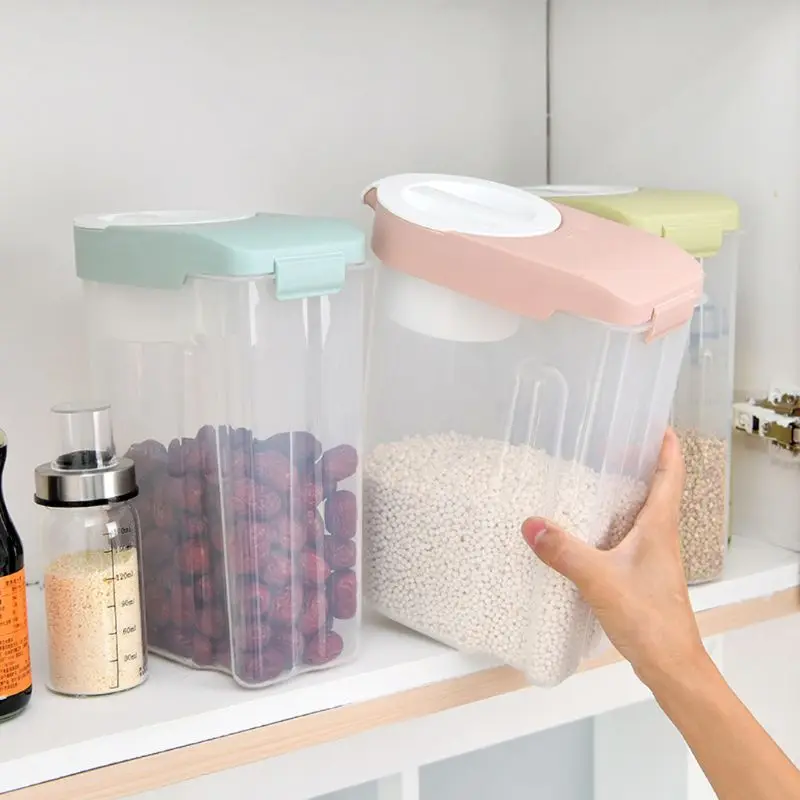 2L Sealed Food Storage Box Tank Transparent Grains Holder Container Dry Cereals Bottles with Scale for Home Kitchen 
2L Sealed Food Storage Box Tank Transparent Grains Holder Container Dry Cereals Bottles with Scale for Home Kitchen