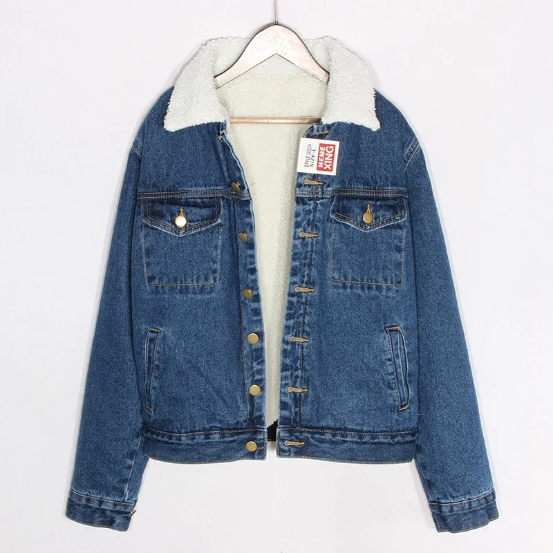 Winter Thick Warm Lambswool Lining Jeans Jacket Women Big size Loose Long sleeve Short Denim Jacket Coat Female Chaqueta Mujer
Winter Thick Warm Lambswool Lining Jeans Jacket Women Big size Loose Long sleeve Short Denim Jacket Coat Female Chaqueta Mujer