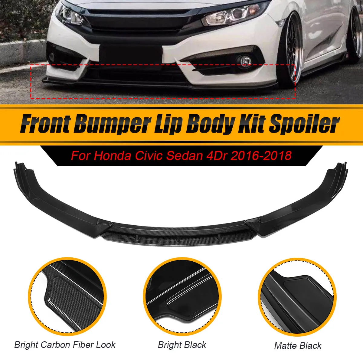 New 4x Car Front Bumper Lip Splitter Diffuser Lip Body Kit Spoiler Bumpers Guard Protector For Honda For Civic 4Dr 2016-2018
New 4x Car Front Bumper Lip Splitter Diffuser Lip Body Kit Spoiler Bumpers Guard Protector For Honda For Civic 4Dr 2016-2018