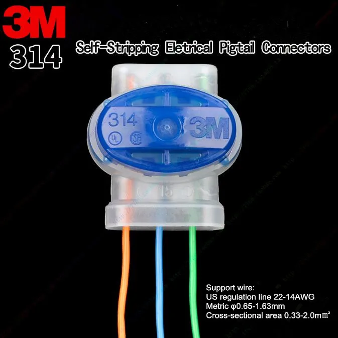 100 pcs Original 3M 314 Scotchlok Self-Stripping Moisture Resistant, Electrical Pigtail Connectors for 22-14AWG wires 0.65-1.63
100 pcs Original 3M 314 Scotchlok Self-Stripping Moisture Resistant, Electrical Pigtail Connectors for 22-14AWG wires 0.65-1.63
