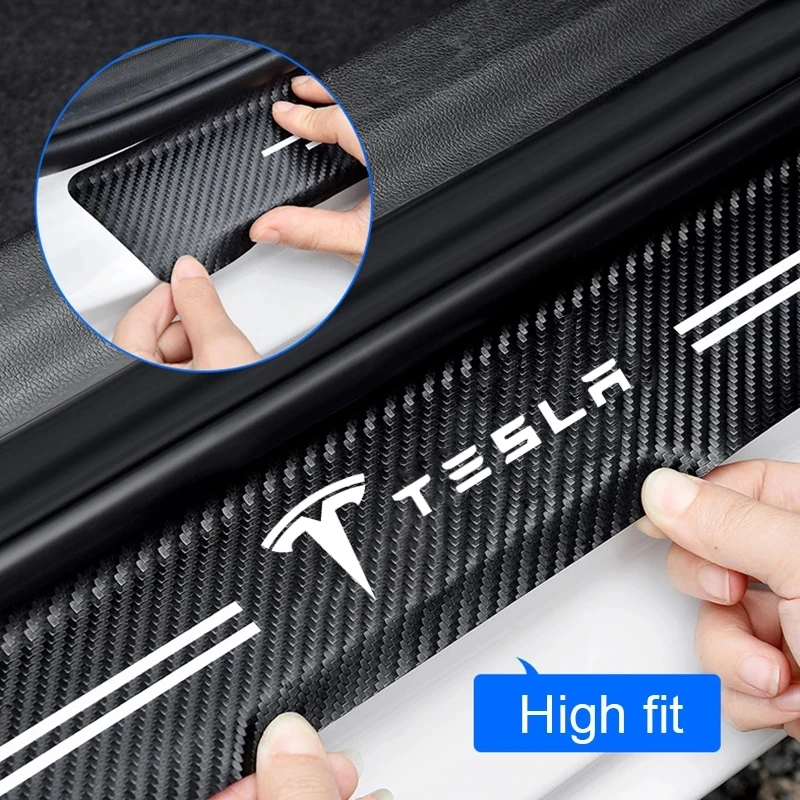 For Tesla Model 3 Model X Model S Model Y 4 pcs Leather Protective Stickers Carbon Fiber Car Door Sill Stickers Auto Accessories
For Tesla Model 3 Model X Model S Model Y 4 pcs Leather Protective Stickers Carbon Fiber Car Door Sill Stickers Auto Accessories
