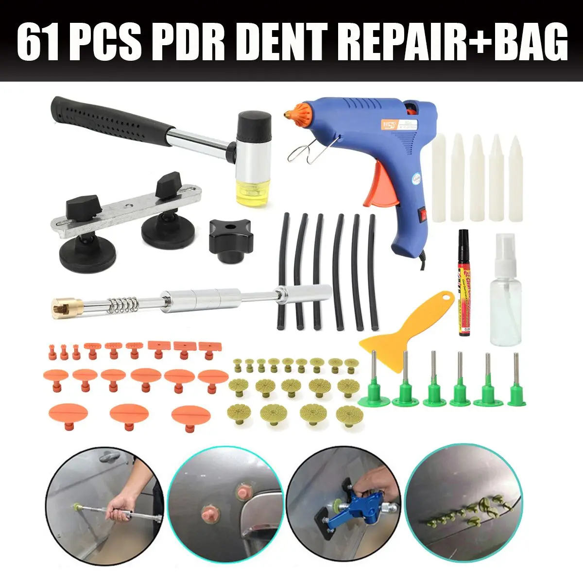 Repair Puller Lifter Hail Hammer-Removal Glue Sticks Tool Kit 61Pcs Removal Tool Dent Lifter Puller Hail Dent Repair Kit
Repair Puller Lifter Hail Hammer-Removal Glue Sticks Tool Kit 61Pcs Removal Tool Dent Lifter Puller Hail Dent Repair Kit