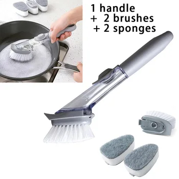 Automatic Soap Dispenser Scrubber Cleaner Dish Pot Brush Heads+Handle+Sponges Kitchen Sink Scrubber Automatic Sponge Dishwasher
Automatic Soap Dispenser Scrubber Cleaner Dish Pot Brush Heads+Handle+Sponges Kitchen Sink Scrubber Automatic Sponge Dishwasher