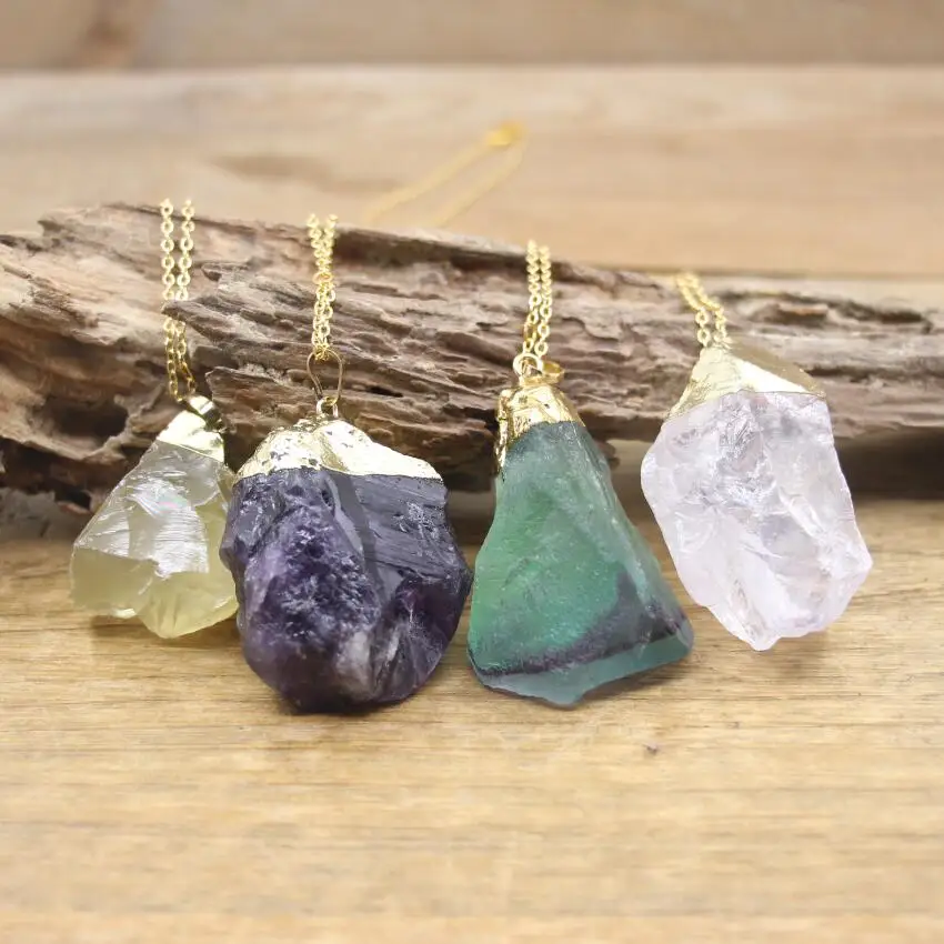 Raw Stone Natural Irregular Round Amethysts Fluorite Quartz Nugget Pendant Gold Plated Metal Chain Gems Necklace Jewelry,QC3146
Raw Stone Natural Irregular Round Amethysts Fluorite Quartz Nugget Pendant Gold Plated Metal Chain Gems Necklace Jewelry,QC3146
