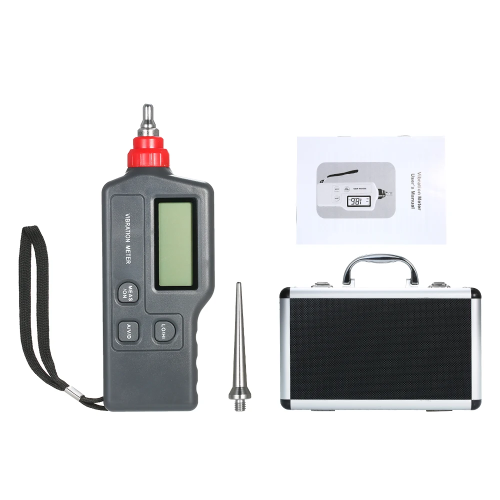 Digital Vibration Meter Piezoelectric Ceramic Accelerometer Vibration Analyzer Vibration Tester AC Output Velocity Vibrometer