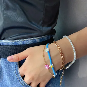 cross-border pearl jewelry contracted color m suit square chain imitation pearl bracelet personality Daisy bracelet
cross-border pearl jewelry contracted color m suit square chain imitation pearl bracelet personality Daisy bracelet