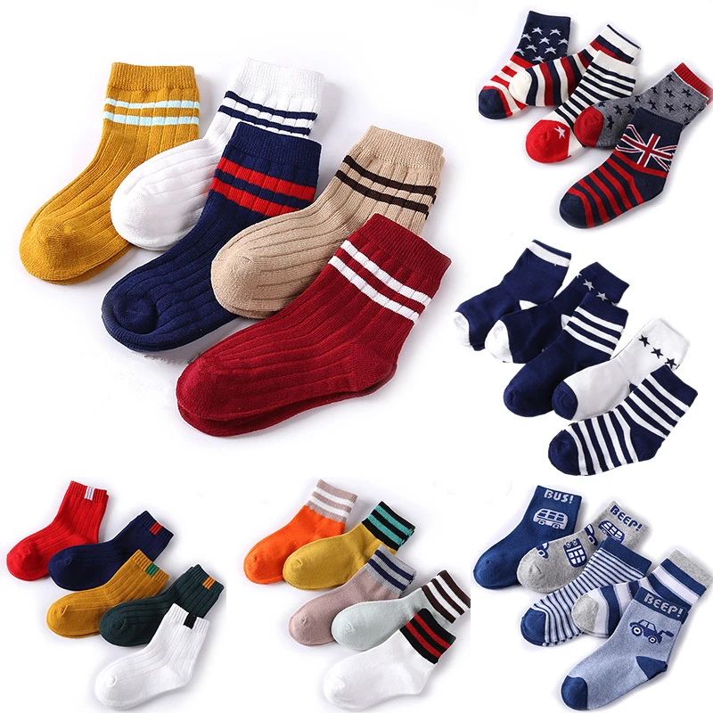 Носки для маленьких мальчиков 5 пар Детские осенне зимние носки с мультяшным