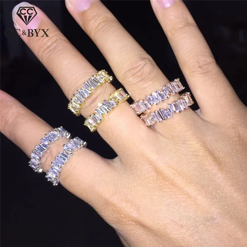 CC Модные кольца для женщин неправильной формы прямоугольное кольцо с фианитами