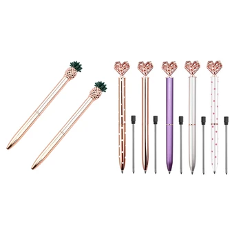 5Pcs Big Crystal Diamond Pen,Heart Shaped Pen 5 Pen Refills,Black Ink & 2 in 1 Pineapple Metal Ballpoint Pen Ball Pens
5Pcs Big Crystal Diamond Pen,Heart Shaped Pen 5 Pen Refills,Black Ink & 2 in 1 Pineapple Metal Ballpoint Pen Ball Pens