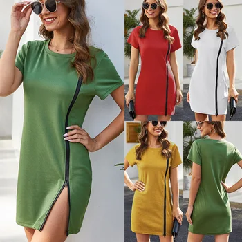 Daily OWLPRINCESS 2020 Spring New Short Sleeve Slim-Fit Zipper Dress Pure color zipper short sleeve dress
Daily OWLPRINCESS 2020 Spring New Short Sleeve Slim-Fit Zipper Dress Pure color zipper short sleeve dress