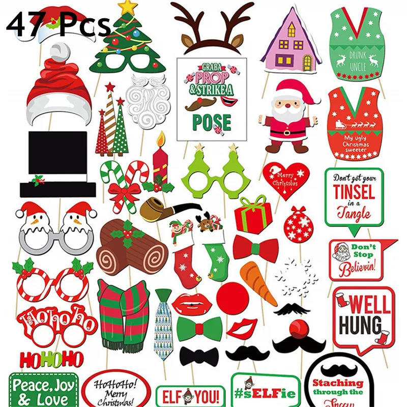 Shop Generic photo props Sales Christmas Photo Booth Props Kit Masks