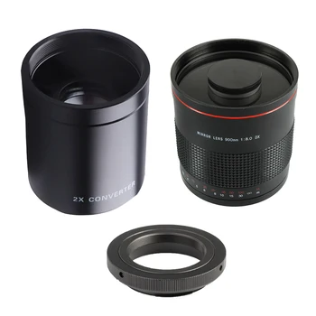 900mm f/8.0 Telephoto Mirror Lens + T2 Mount Adapter Ring for Canon DIgital SLR Cameras with 2X Teleconverter T-mount
900mm f/8.0 Telephoto Mirror Lens + T2 Mount Adapter Ring for Canon DIgital SLR Cameras with 2X Teleconverter T-mount