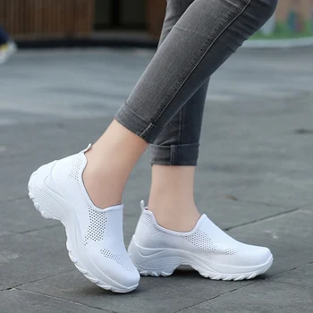 Golden Sapling Slip on Sneakers Women Breathable White Air Mesh Height Increasing GYM Fitness Sport Shoes Women's Wedge Sneaker 
Golden Sapling Slip on Sneakers Women Breathable White Air Mesh Height Increasing GYM Fitness Sport Shoes Women's Wedge Sneaker